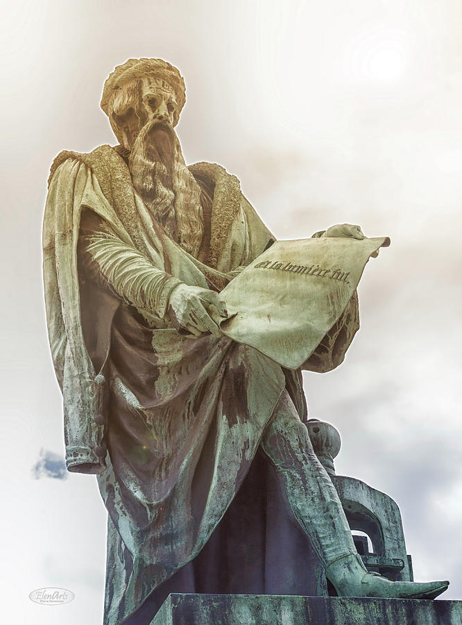 Book Photograph - Johannes Gutenberg statue, Strasbourg, France by Elenarts - Elena Duvernay photo