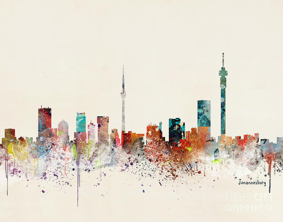 Skylines Painting - Johannesburg Skyline by Bri Buckley