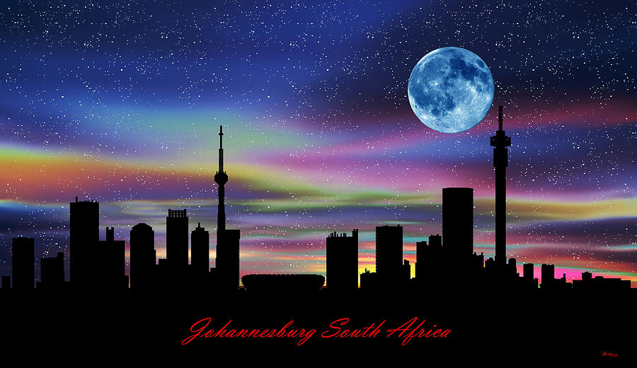 Johannesburg South Africa Twilight Skyline Digital Art by Gregory Murray