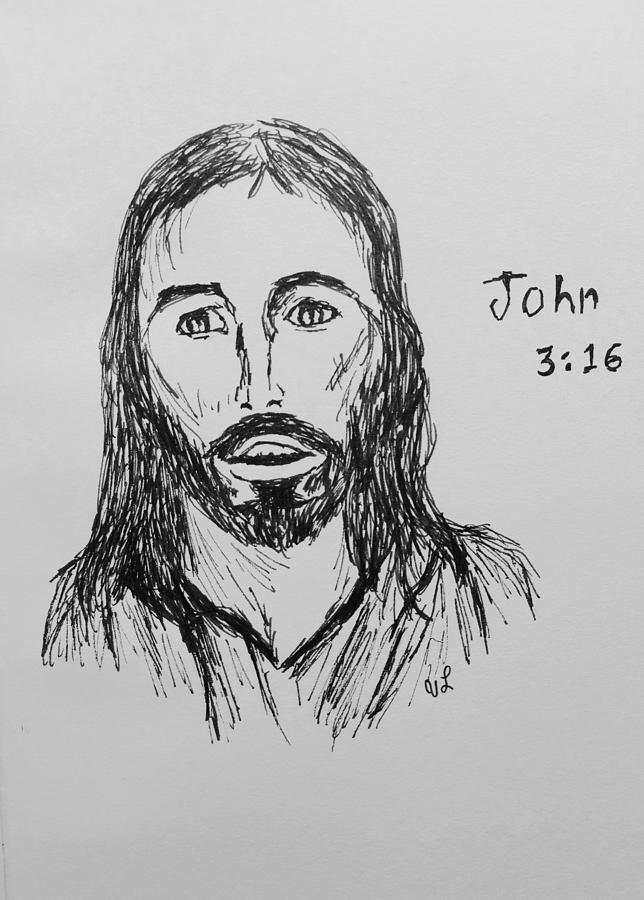 John 3 16 Drawing by Victoria Lakes