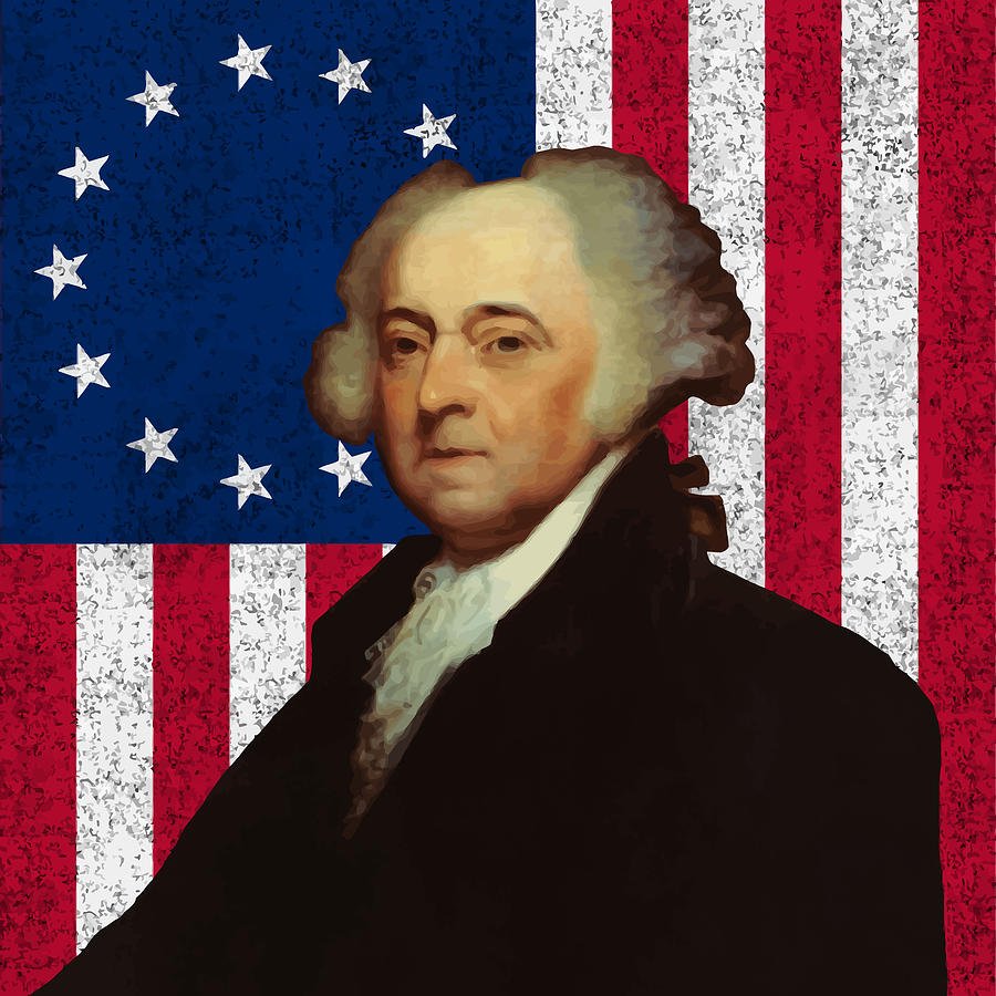 John Adams Painting - John Adams and The American Flag by War Is Hell Store