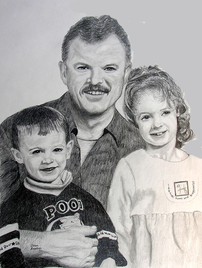 John and Megan and Joey Drawing by Stan Hamilton