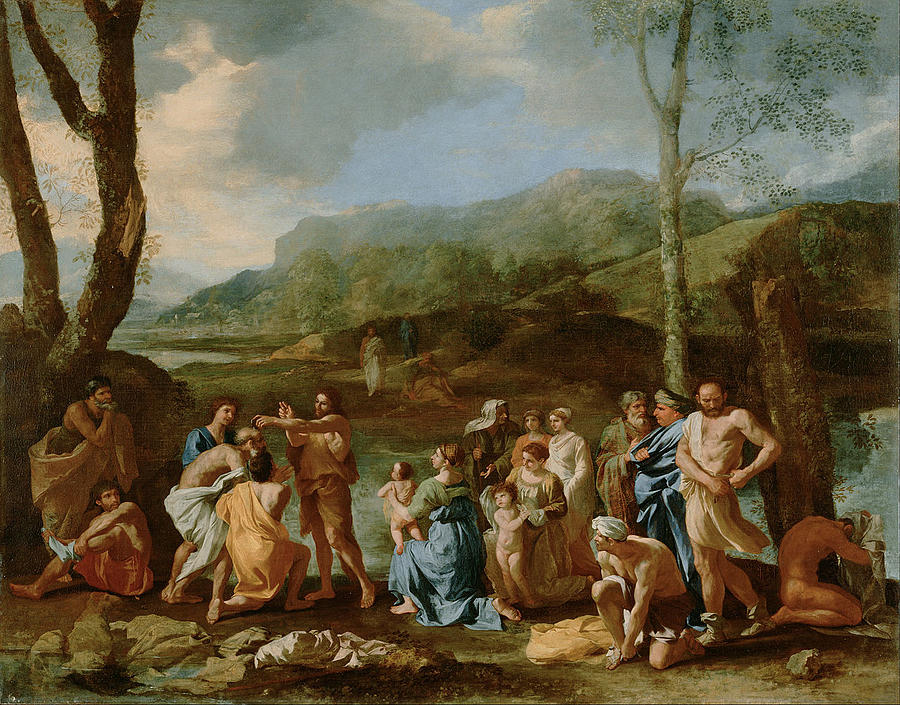 John Baptizing in the River Painting by Nicolas Poussin - Fine Art America