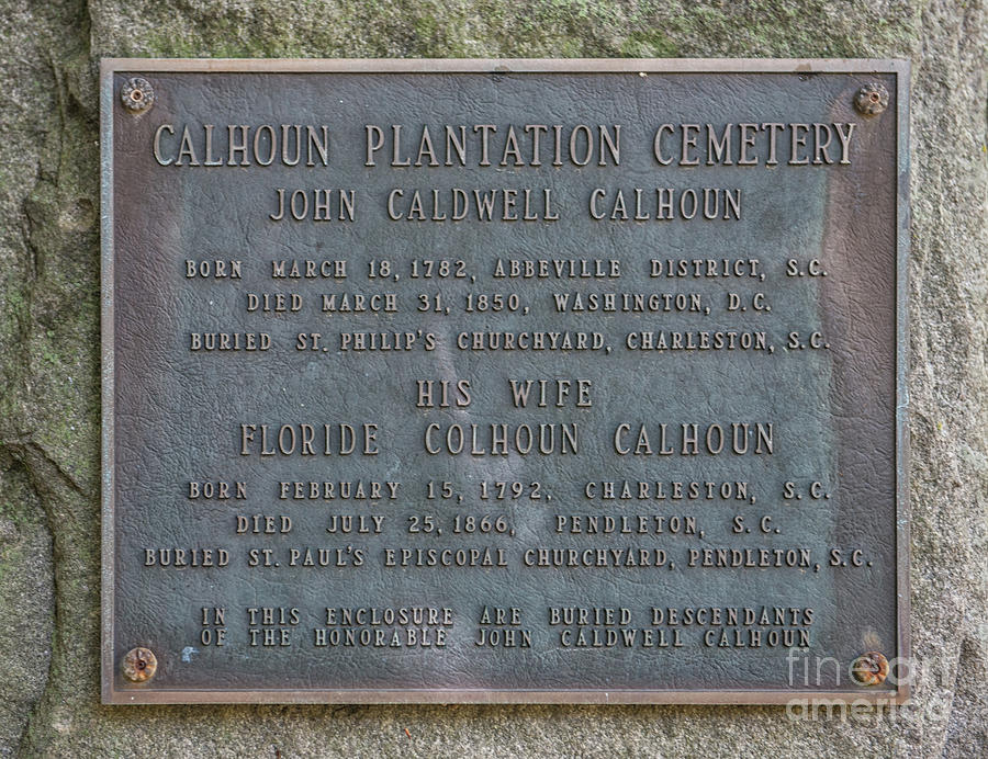 John Caldwell Calhoun Plaque Photograph