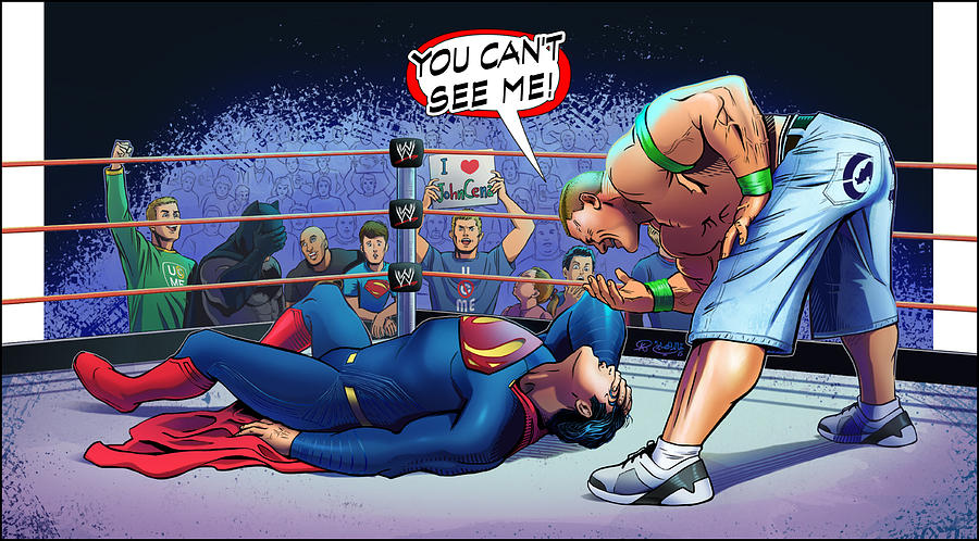 Batman Movie Digital Art - John Cena vs Superman by Khaled Alsabouni