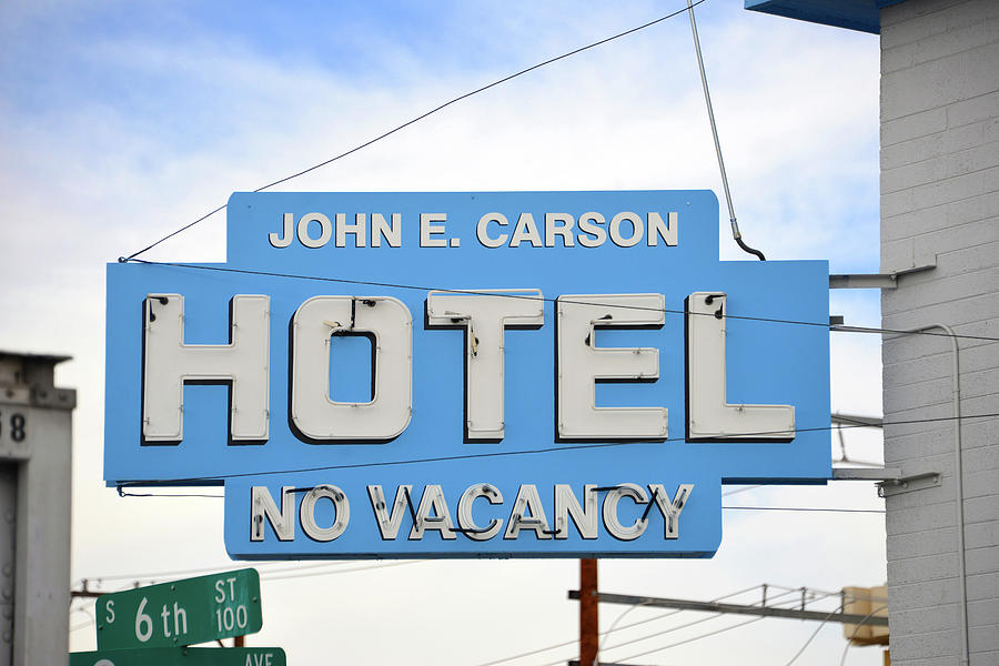 John E. Carson Hotel sign 1970s Photograph by David Lee Thompson