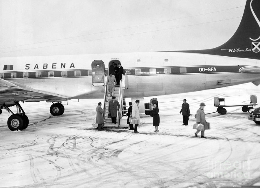 John F. Kennedy Airports Passenger Deplaning From Sabena Airliner At ...