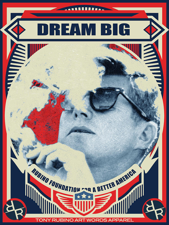 John F Kennedy Painting - John F Kennedy Cigar and Sunglasses Rise Poster by Tony Rubino
