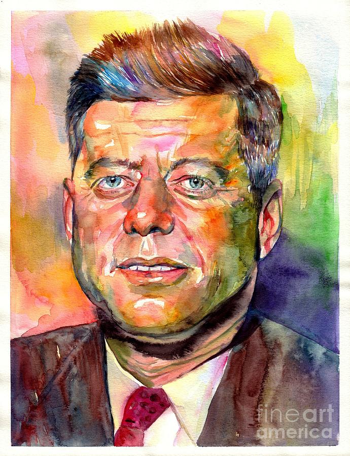 John F Kennedy Painting - John F. Kennedy watercolor by Suzann Sines