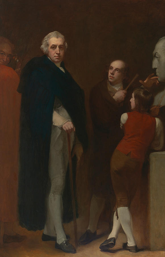 George Romney Painting - John Flaxman Modeling the Bust of William Hayley by George Romney