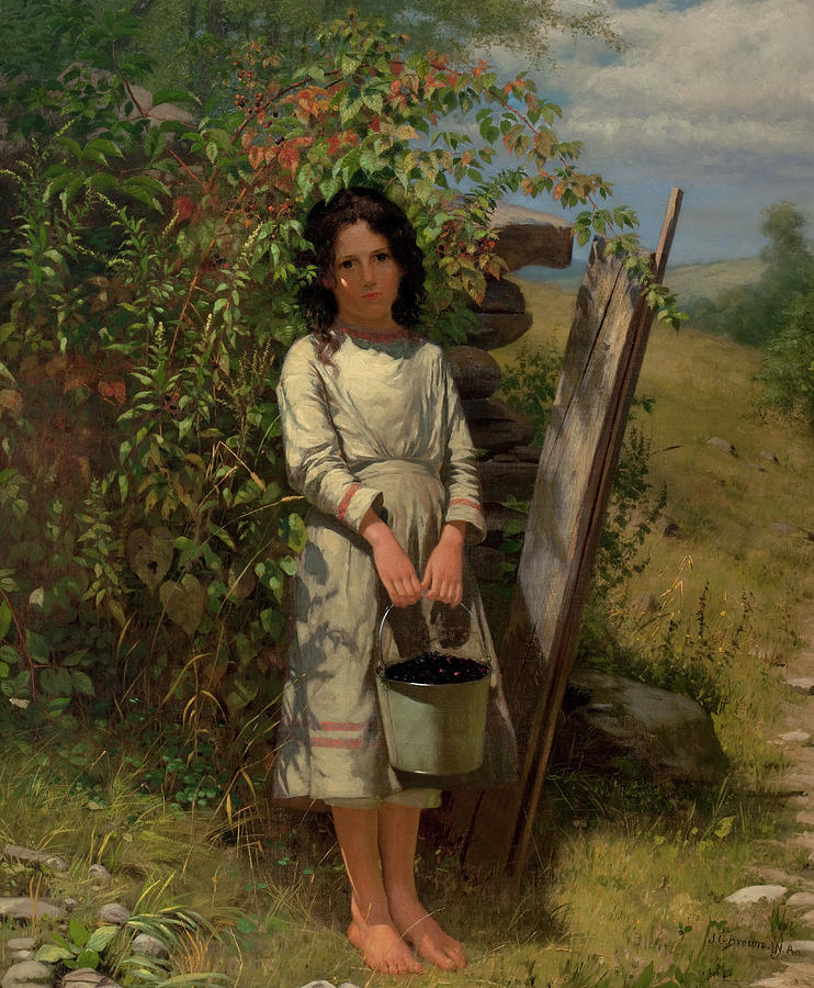 John George Brown Blackberry Picking 1875 Painting by Movie Poster Prints