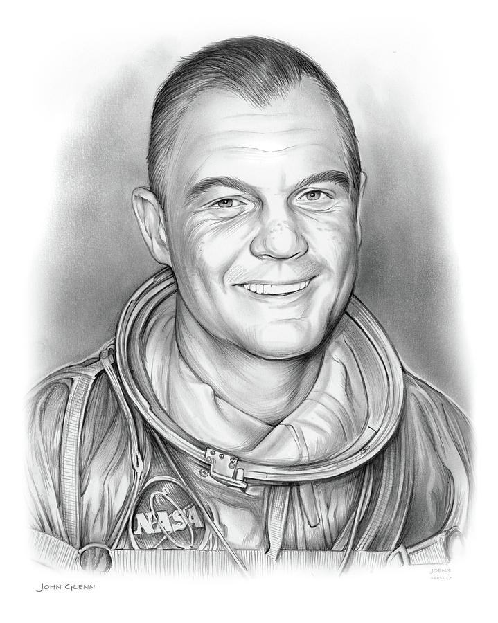 John Glenn - Bw Drawing