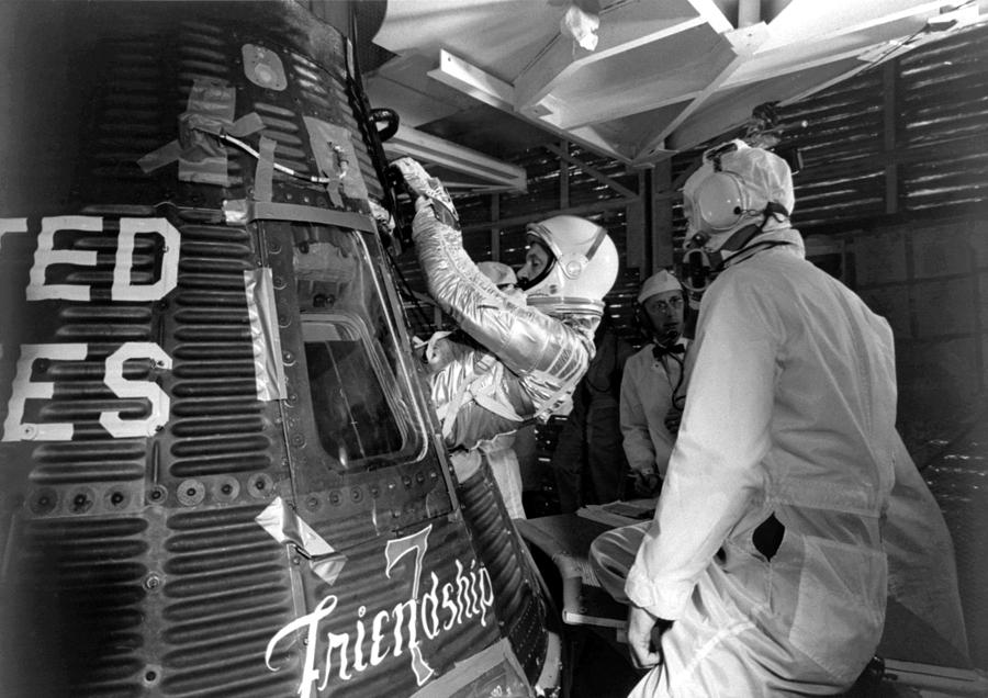 John Glenn Entering Friendship 7 Spacecraft Photograph by War Is Hell Store