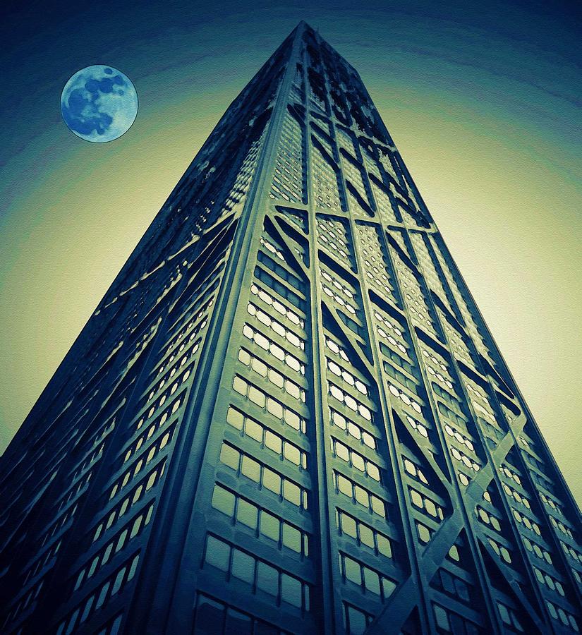 Architecture Painting - John Hancock Building in Chicago by Celestial Images