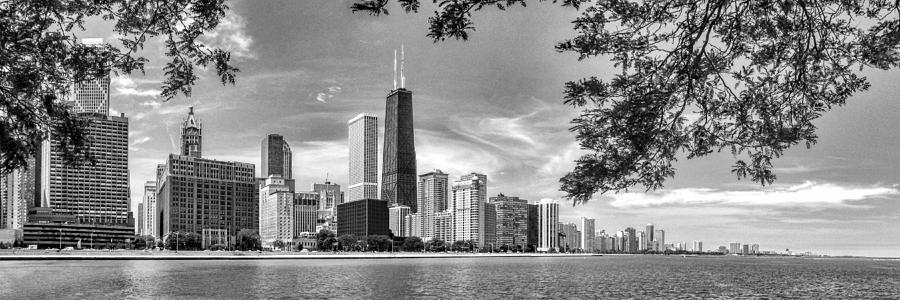 John Hancock Chicago Skyline Panorama Black and White Photograph by Christopher Arndt