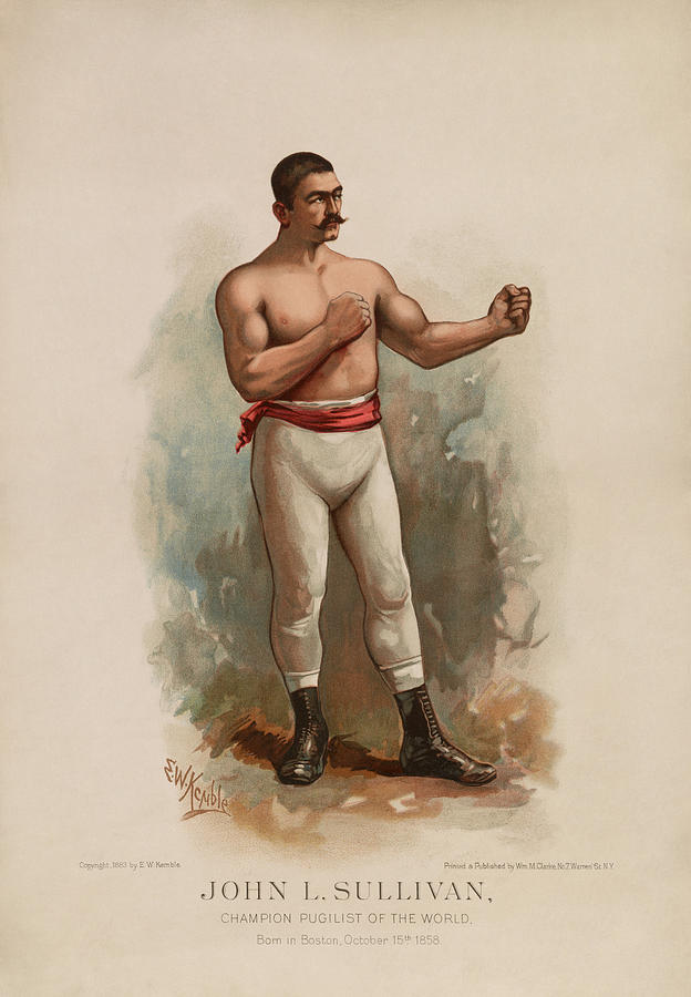Sports Painting - John L. Sullivan - Champion Pugilist - Color Print by War Is Hell Store