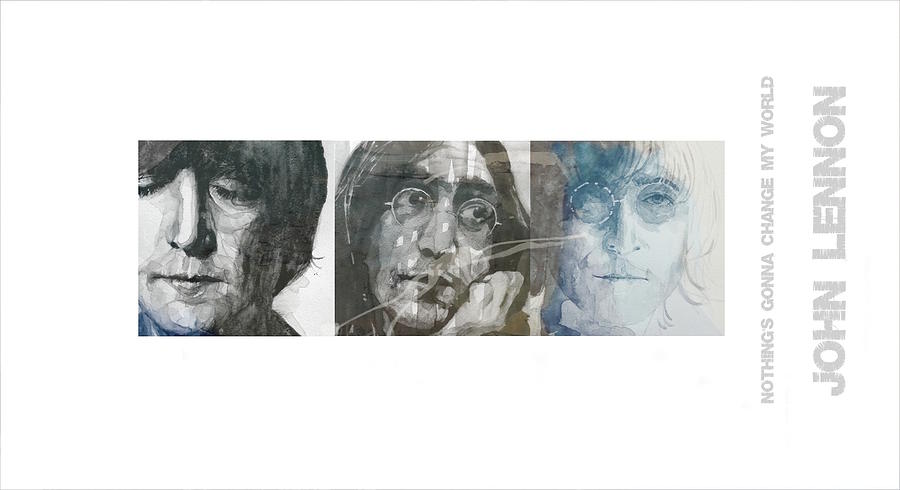 John Lennon Triptych Mixed Media by Paul Lovering