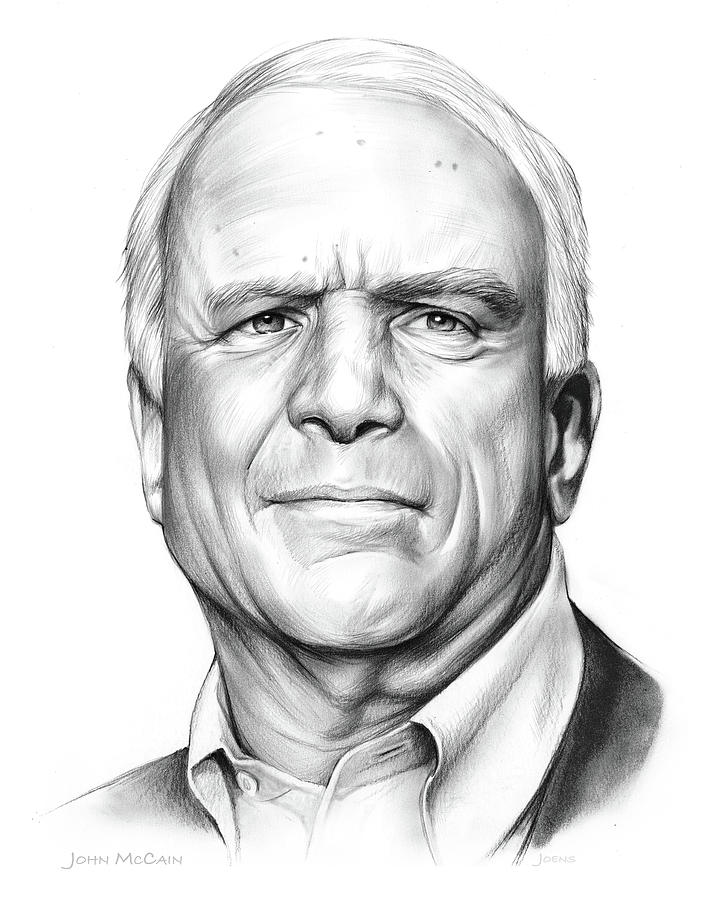 John Mccain Drawing - John McCain by Greg Joens