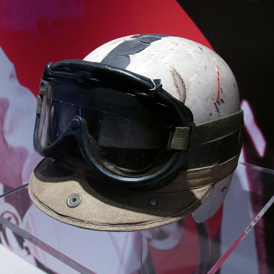 John Surtees helmet and racing goggles Museo Ferrari Photograph by Paul Fearn