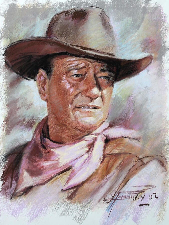 Western Cowboy Pastel - John Wayn by Ylli Haruni
