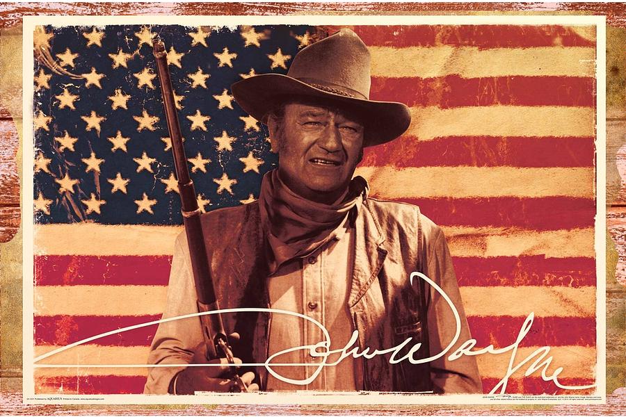 John Wayne and The American Flag Photograph by Peter Nowell