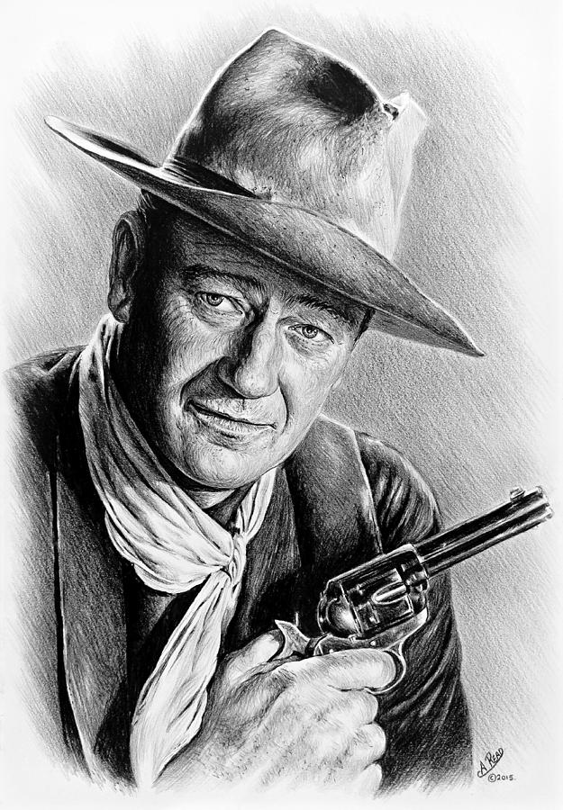 John Wayne Drawing - John Wayne  by Andrew Read