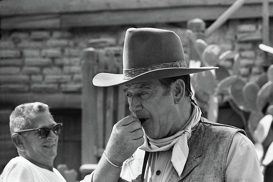 John Wayne biting Rio Lobo set Old Tucson Arizona 1970 Photograph