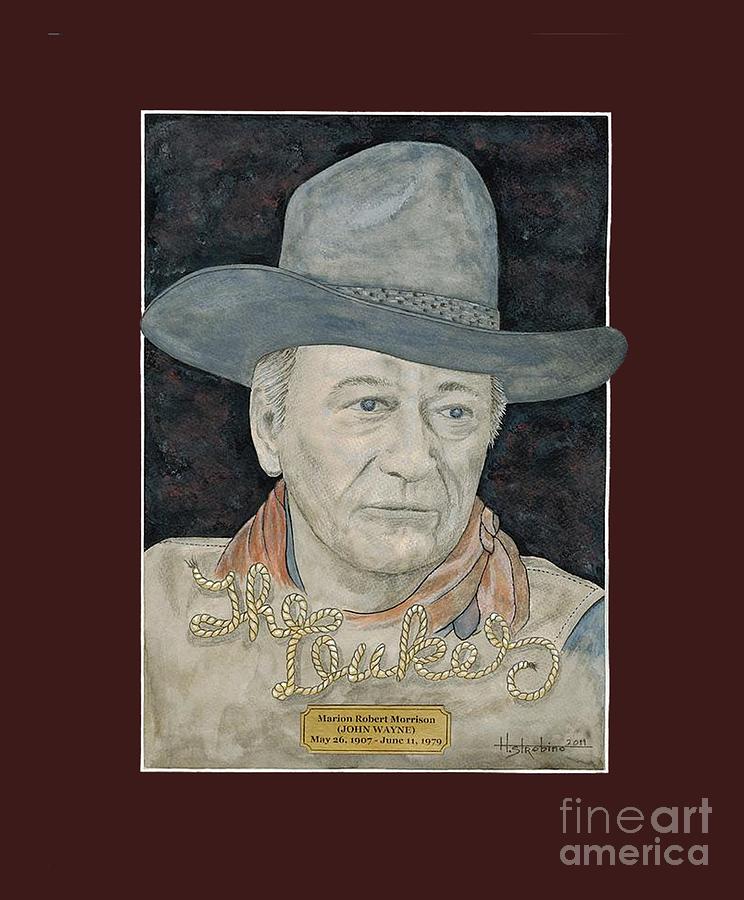 John Wayne T-shirt Painting by Herb Strobino