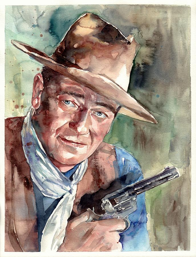 John Wayne Painting - John Wayne portrait by Suzann Sines