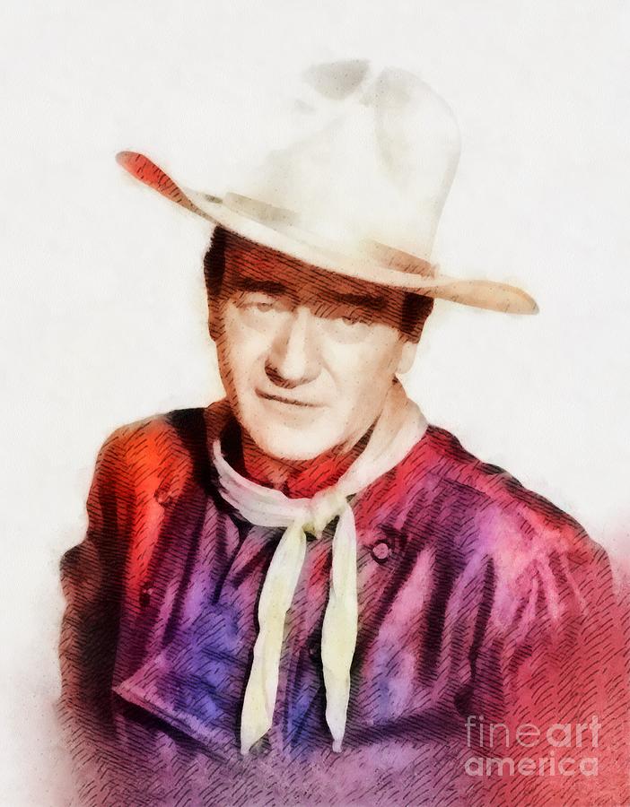 John Wayne, Vintage Hollywood Legend Painting by Esoterica Art Agency