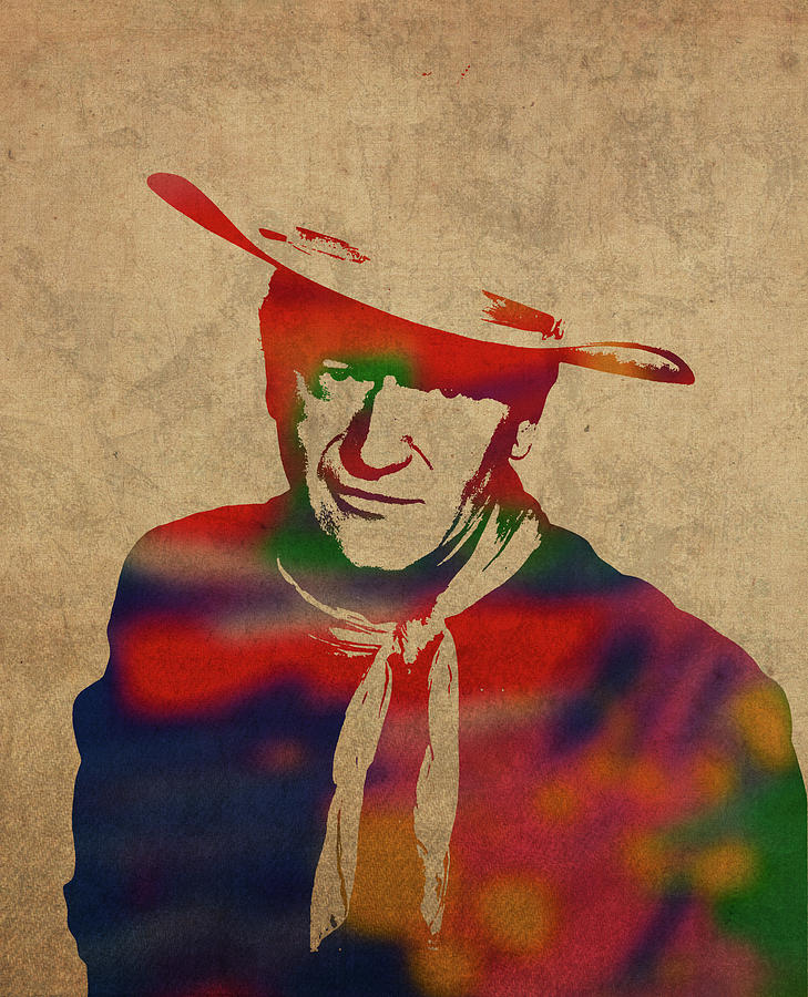 John Wayne Mixed Media - John Wayne Watercolor Portrait by Design Turnpike John Wayne Mixed Media - John Wayne Watercolor Portrait by Design Turnpike