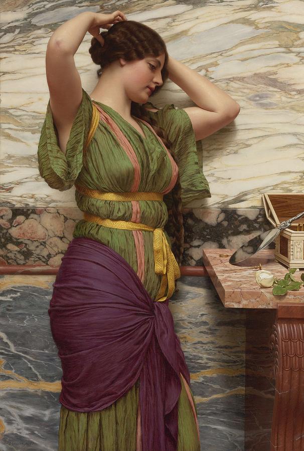 John William Godward, R.b.a. 1861-1922   A Fair Reflection Painting