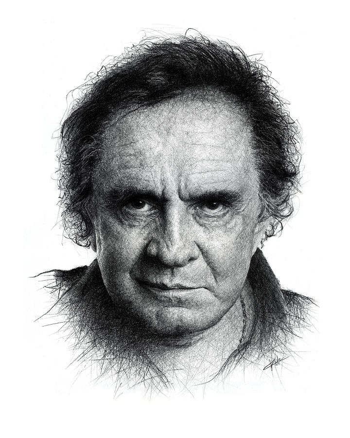Johnny Cash Drawing by Christian Klute