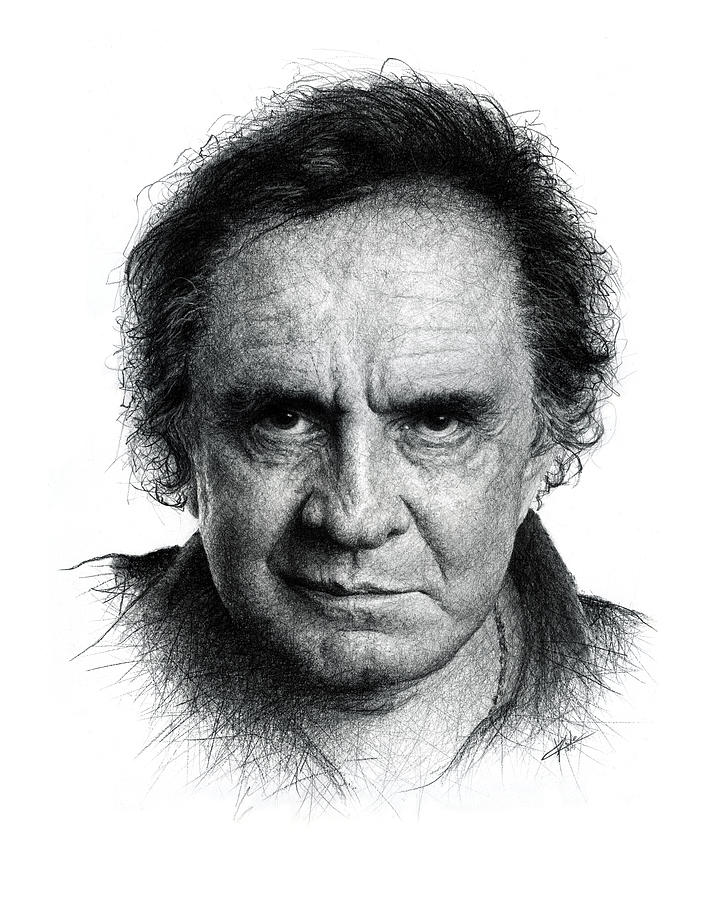 Johnny Cash Drawing - Johnny Cash by Christian Klute Johnny Cash Drawing - Johnny Cash by Christian Klute