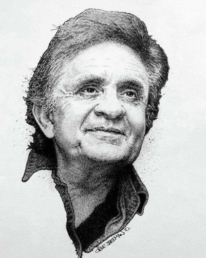 Johnny Cash Drawing by Gene Sherman