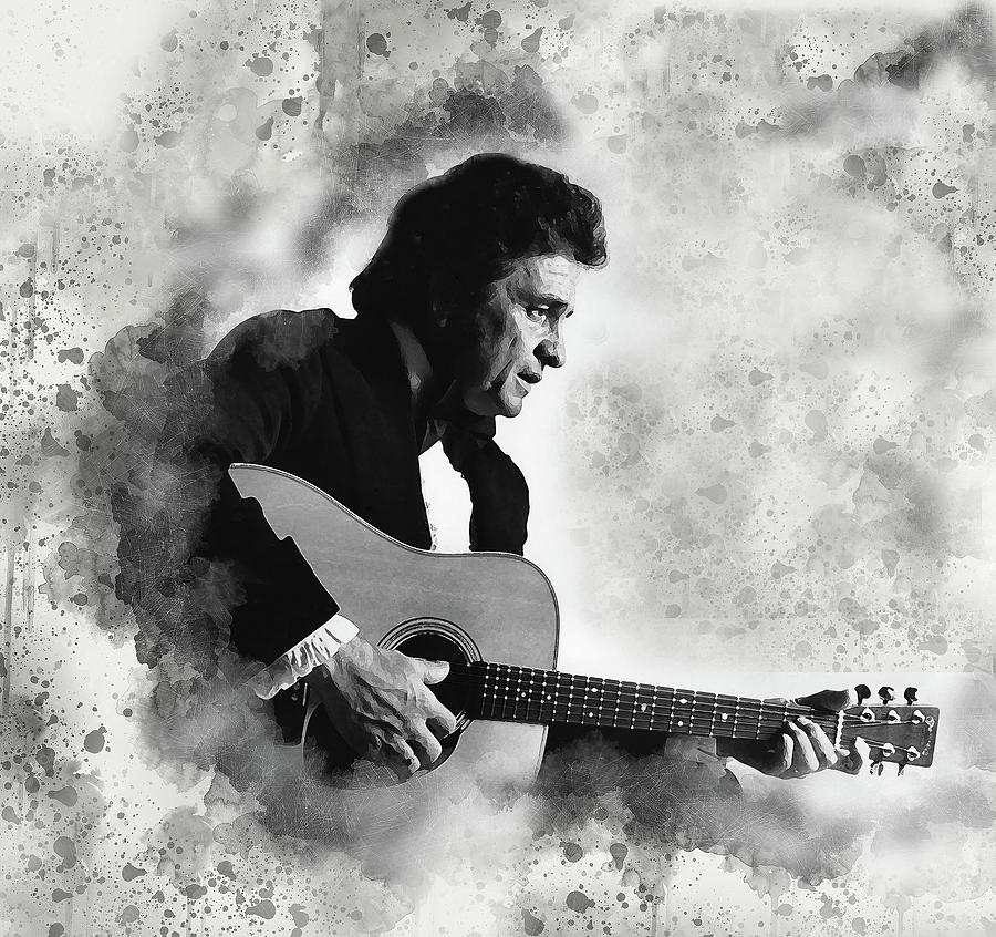 Johnny Cash Digital Art by Karl Knox