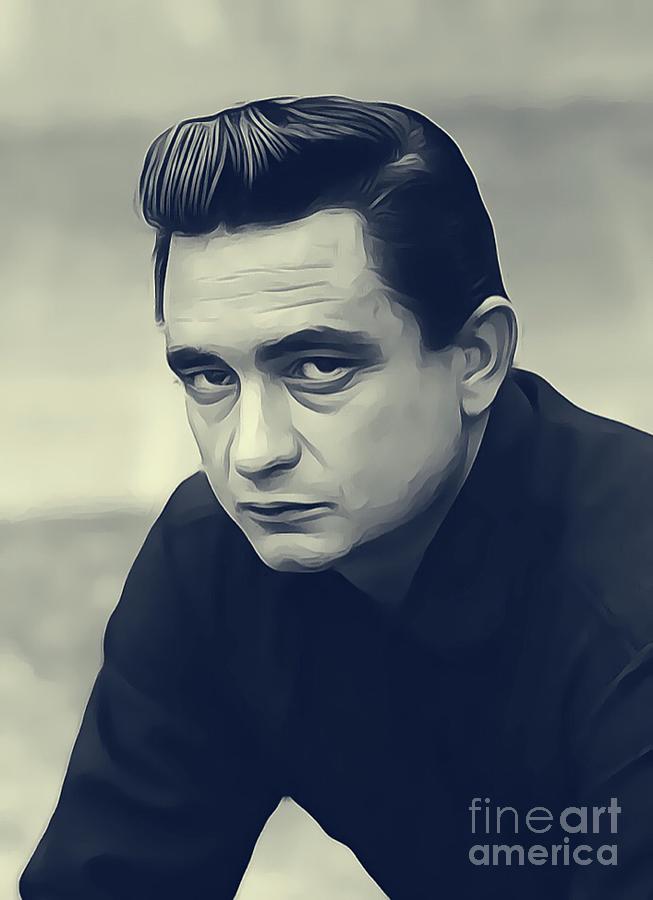 Hollywood Digital Art - Johnny Cash, Music Legend by Esoterica Art Agency