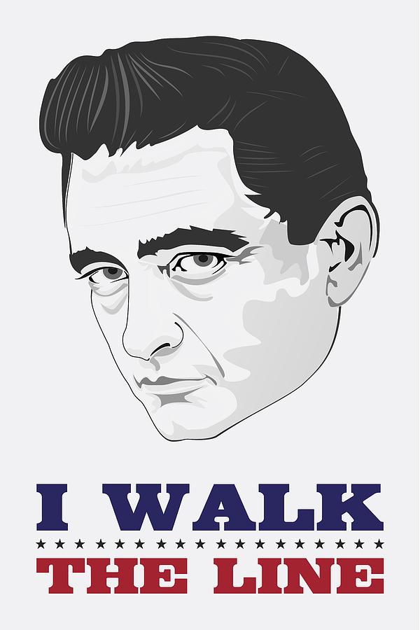 Johnny Cash Poster Print Quote - I Walk The Line - The Man In Black Painting by Beautify My Walls