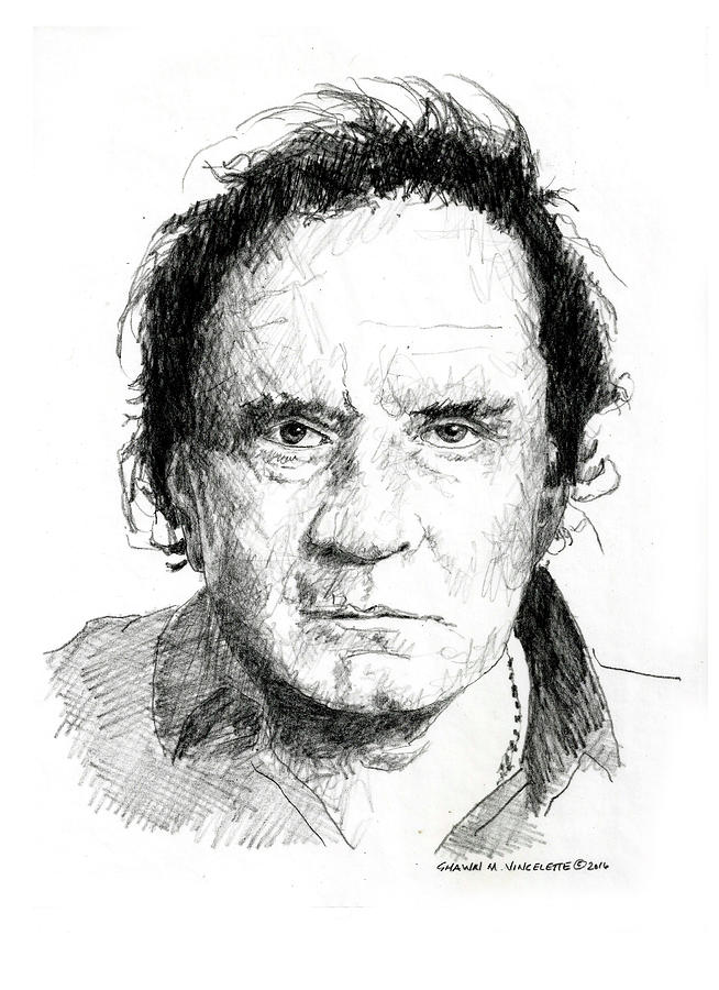 Johnny Cash Drawing by Shawn Vincelette