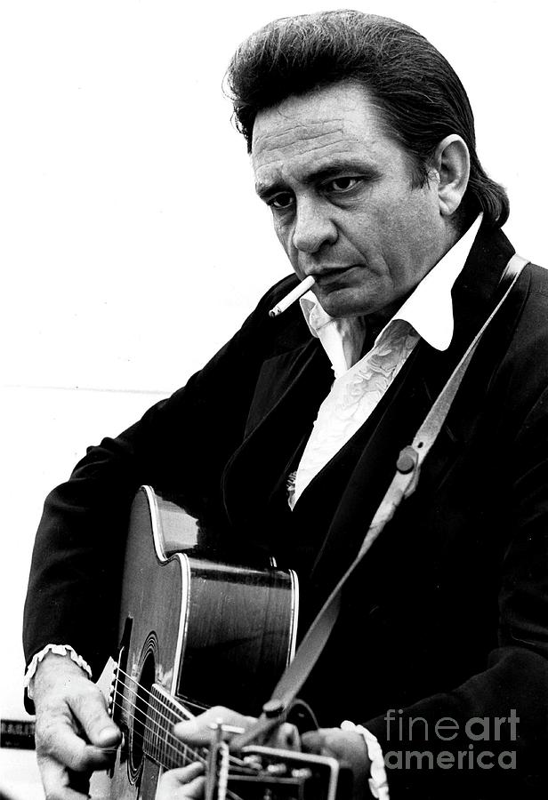 Johnny Cash with Guitar and Cigarette Fine Art Print Photograph by ...