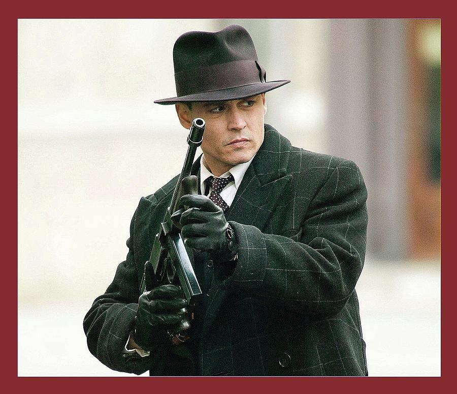 Johnny Deep as John Dillinger Public Enemies publicity photo 2009 frame added 2015 Photograph by David Lee Guss