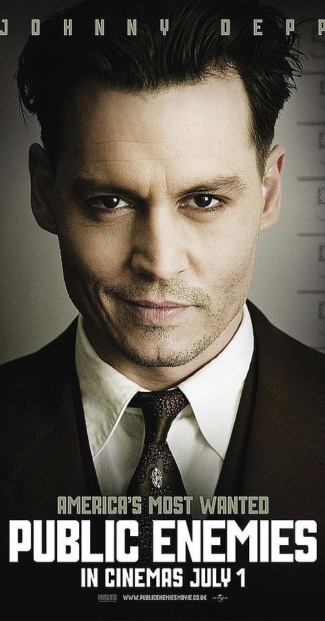 Johnny Depp as bank robber John Dillinger theatrical poster Public  Enemies 2009 Photograph by David Lee Guss