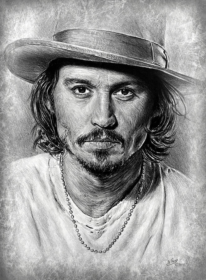 Johnny Depp Drawing - Johnny Depp grey scratch by Andrew Read