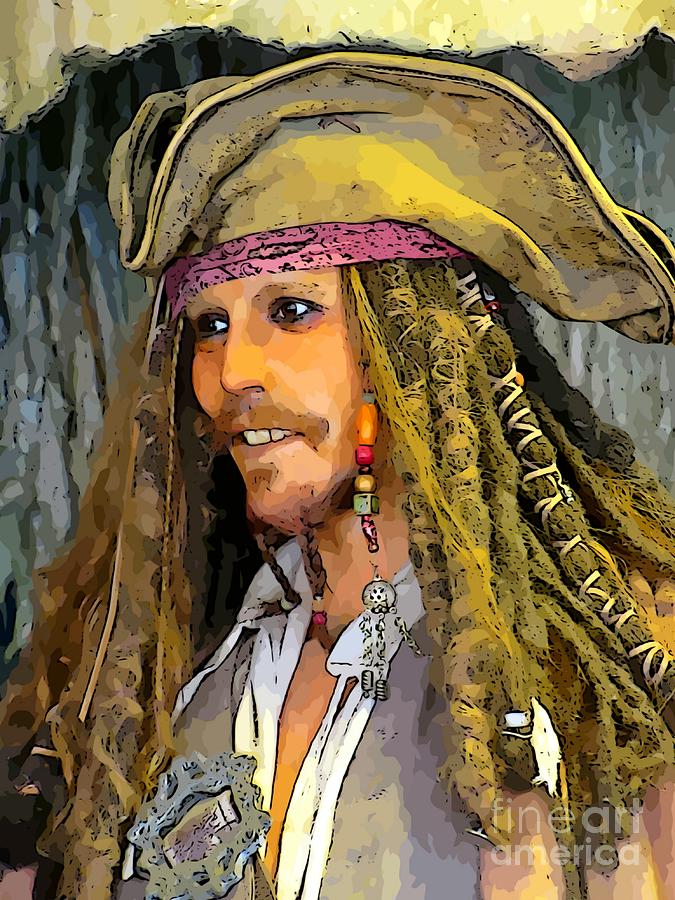 Pirates Of The Caribbean Painting - Johnny Depp by John Malone