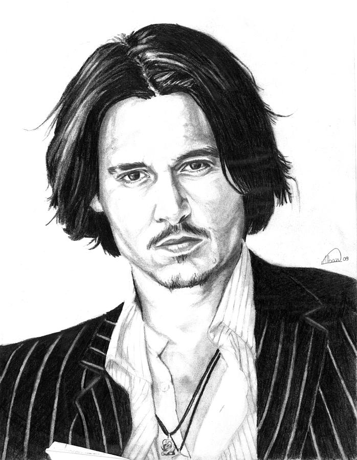 Johnny Depp Portrait Drawing by Alban Dizdari