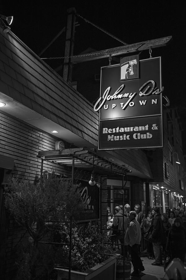 Johnny Ds Music Club in Davis Square Somerville MA Line Black and White Photograph by Toby McGuire