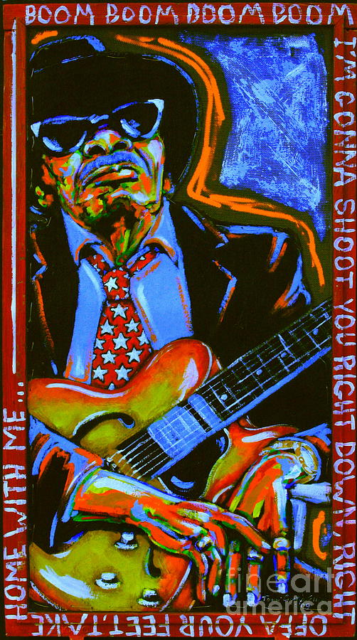 Blues Music Painting - Johnny Lee Hooker by Tami Curtis 