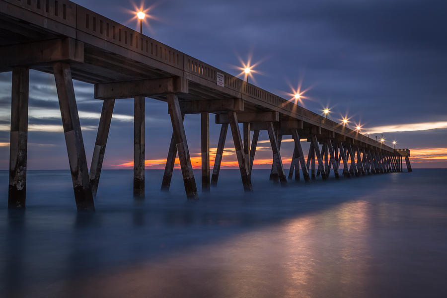 Johnny Mercer Pier at Night Photograph by Kevin Giannini - Fine Art America