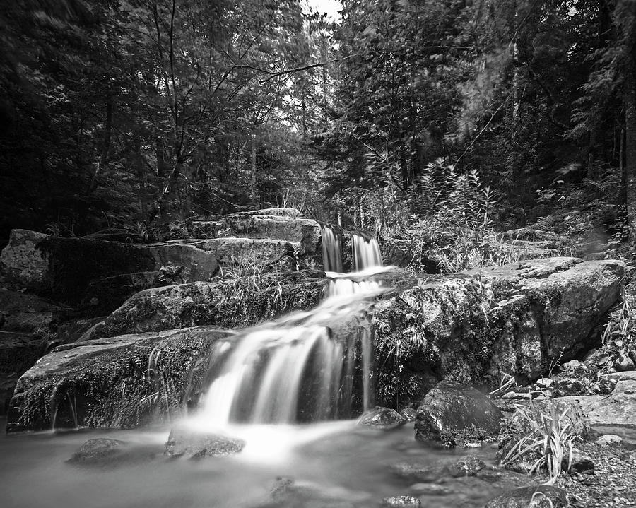 Johns Brook Trail Big Slide Mountain Keen Valley NY Waterfall Black and White Photograph by Toby McGuire