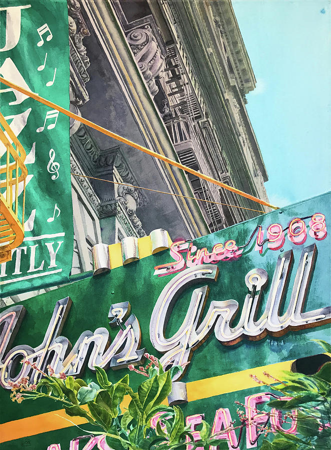 Johns Grill Painting by Lisa Tennant